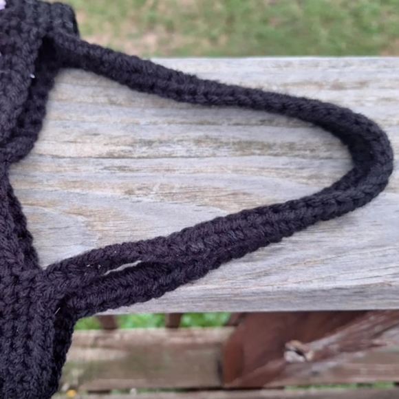 Crocheted Granny Square Quilt Sweater 8" Tote Bag Small Purse Grandma Nostalgia - Picture 4 of 4